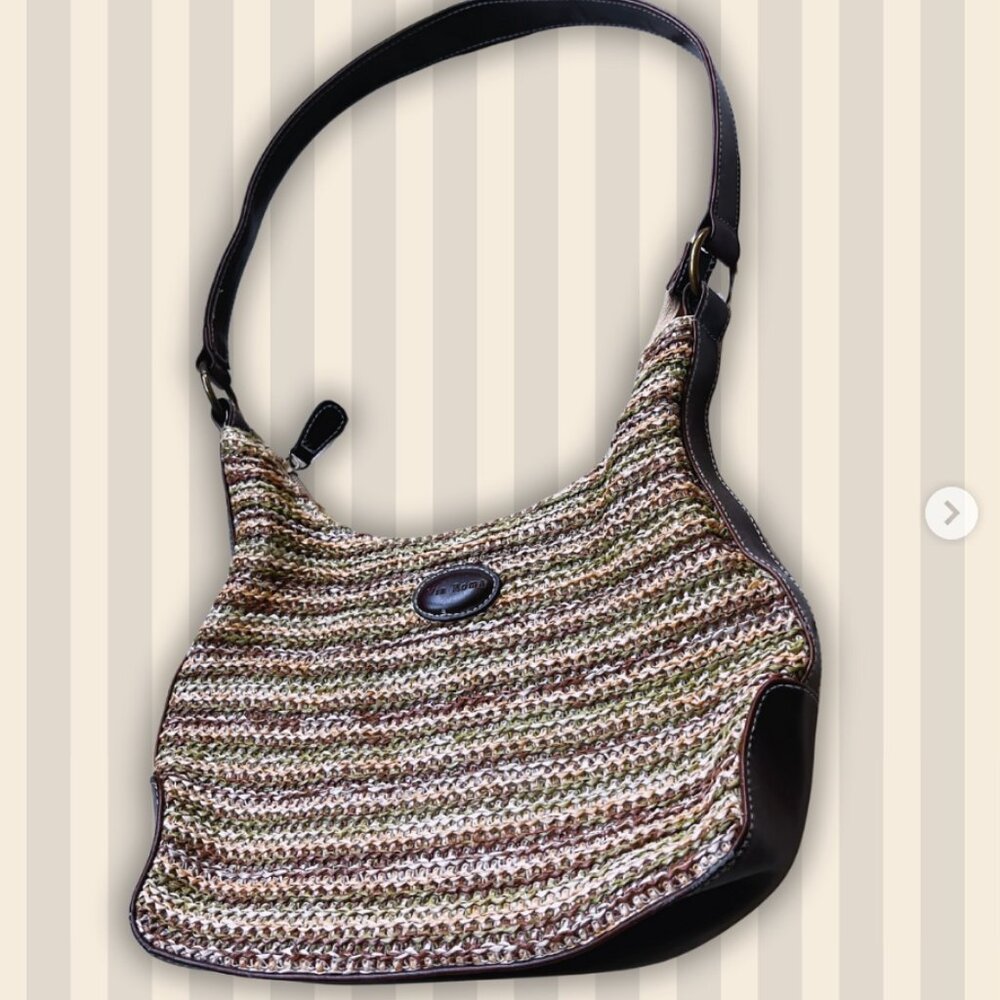 Secondhand Via Roma wicker + leather shoulder bag